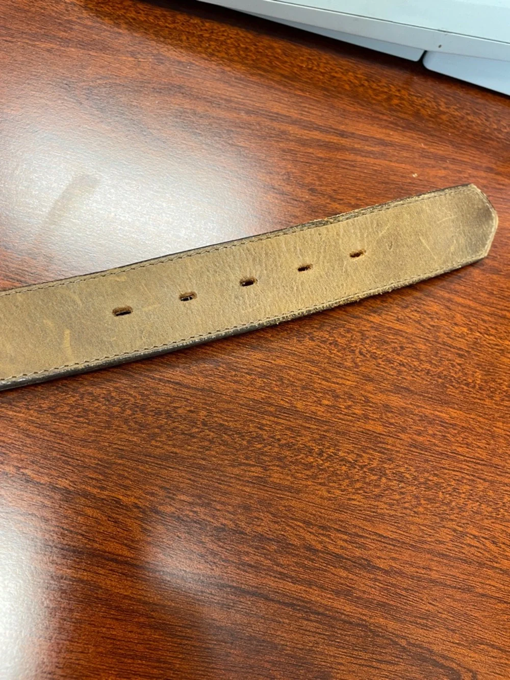 Brown Leather Western Belt with White Stitch Accents